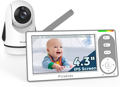Firskids Baby-Monitor, 10,9 cm (4,3 Zoll) Split-Screen-Baby-Monitor mit Kamera und Audio, WiFi-frei, 3500 mAh, ECO-Nachtsicht-Zwei-Wege-Gesprächsmodus, ideal für