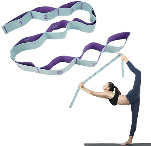 Dehnungsband mit 11 Schlaufen,Yoga Stretching Band,Yoga Stretch Gurt,Fitnessbänder Yoga Stretch,Fitness Yoga Stretch Gurt,Yogagurt mit Schlaufen für Pilates Tanz Gymnastik Effektives Dehnung