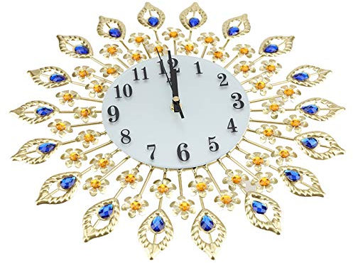 Ausla 3D Diamantbesetzte Wanduhr - Dekorative Analoguhr Mit Kristall Mute Für Schlafzimmer Und Wohnzimmer