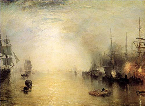 Paintings on Canvas - 3 Famous Art Oil Paintings - Keelmen heaving in coals by night Romantic Turner battleships -06, £70-£1500 Hand Painted by Art Academies' Teachers