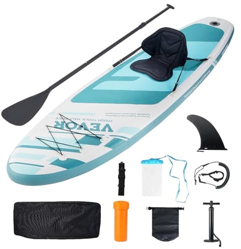 VEVOR Tabla de Paddle Surf Inflable, 305 x 84 x 15 cm Tabla de Paddle Sup de PVC con Asiento de Kayak extraíble, Accesorios para Tabla, Bolsa para teléfono, Bomba, Remo y Kit de reparación