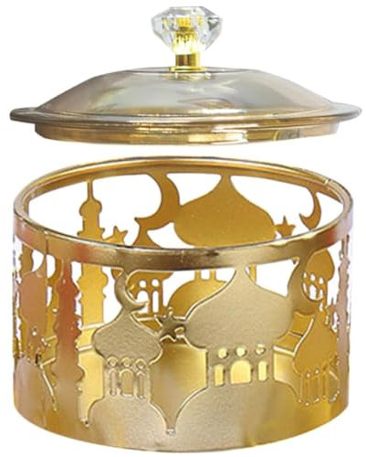 HPYSHP Ramadan Candy Jar,Eid Mubarak Cookie Snacks Tray with Lid,Household Metal Food Storage Jars,Ramadan Candy Container Box Suitable for Eid,Home,Party,Wedding