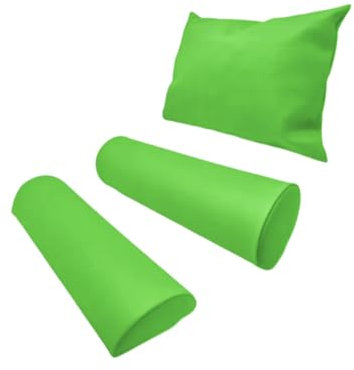 Physiofit24 Lagerungsset GRÜN Apfelgrün Halbrolle + Rolle + Kopfkissen Made IN Germany (Knierolle/Nackenrolle) (Apfelgrün)