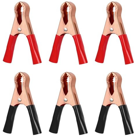Bohoray 6 Stück 30A Autobatterie Krokodilklemmen, Isolierte Krokodilklemmen Groß, Starthilfe Batterieklemmen für Autobatterien Starthilfekabel Vehicle Boat (6PCS 30A)