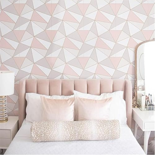 Carta Adesiva Per Mobili Geometria Rosa Carta Da Parati Autoadesiva - Carta Da Parati Camera Da Letto Impermeabile Pvc Per Mobili Cucina Armadio - Carta Da Parati Adesiva Muro 40X100CM