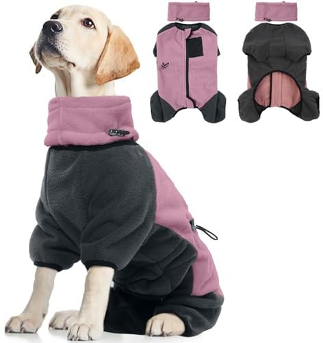 Dog Warm Coat & Jackets, Warm Fleece Coat Padded Cold Weather Jacket Heated Adjustable Full Body Snowsuit Comfort Dog Sweater Windproof Apparel Keeps Pets Toasty On Winter Walks(Pink, L)
