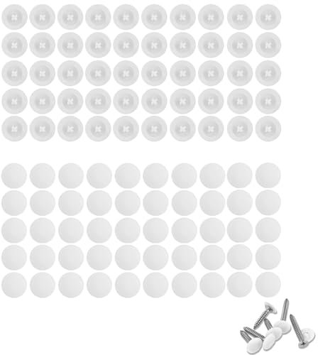 DHWEKU 100 Pièces Capuchon à Vis en Plastique Cache-Vis, Anti-Rouille Cache Vis, Blanc en Plastique Vis Cruciformes à TêTe Croix, Capuchons DéCoratifs Vis, Capuchons pour Clous Autotaraudeurs,12mm
