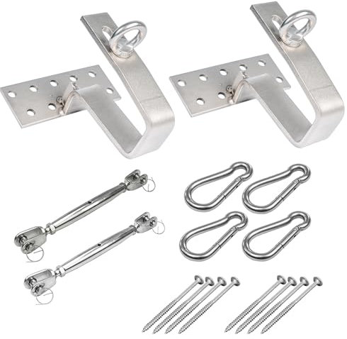 Pina DESIGN seit 1979 - Dachpfannen-Halter für Sonnensegel aus V4A-Edelstahl - salzwasserbeständiger Dachhaken mit eingeschweißter Versteifungsrippe, inkl. Befestigung (mit Spannmaterial im Set)