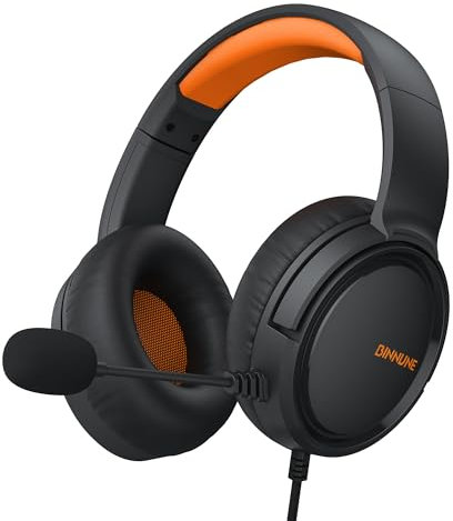 BINNUNE Gaming Headset with Mic for Xbox Series X|S, PS4, PS5, PC, NS - Wired Audifonos Gamer Headphones with Microphone for Xbox One, PS 4|5 - Orange
