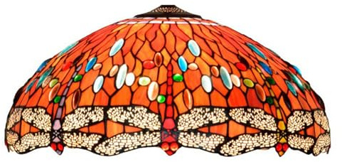 Yjmgrowing 50 cm breiter Ersatz-Lampenschirm in Libellenform, Lampenschirm aus Buntglas im Tiffany-Stil nur mit Kappe für Tischlampen, Pendellampen, Stehlampen,B