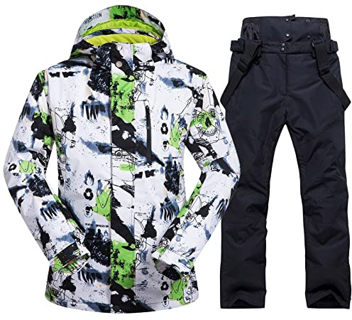 HOTIAN Herren Ski Jacke und Hosen Set Herren Schneeanzug Winter Winter Warme Schnee Skifahren Sätze Wasserdicht Winddicht Snowboard Set