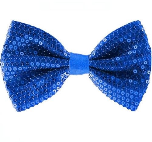 PINEPAN Paillettenfliege für Männer Vorgebundene Fliege Verstellbare Länge Fliege Glänzend Kostüm Karneval Halloween Fancy Dress Theme Party Blau