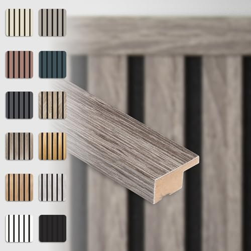 HEXIM Abschlussleiste 275x2,7cm passend für unsere Akustikpaneele - flexible Lamellenwand Holz MDF Wandpanelee Lamellenverkleidung Wandverkleidung (1 Abschlussleiste Vintage Oak - APA07)