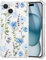 DEFBSC Case for iPhone 14, Cute Clear Floral Flower Pattern Design for Girls Women Slim Fit Shockproof Soft TPU Bumper Protective Cover - Blue