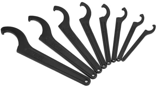 QWORK Pack of 8 Hook Wrenches, 22 mm - 65 mm Key for Round Nut