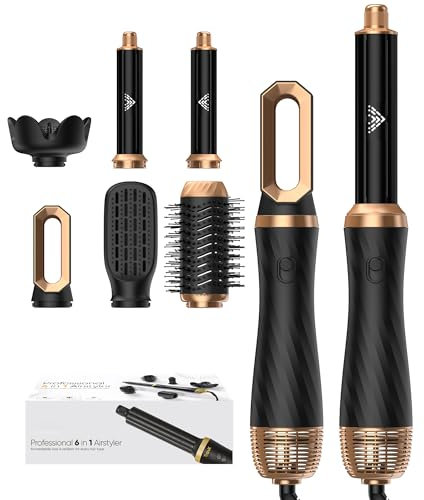 6 in 1 Air Styler & Spazzola Asciugacapelli Spazzola Asciugacapelli Multifunzione 6 IN 1 Asciugacapelli Air Styler Con Spazzola Lisciante Ferro Arricciacapelli ad aria Calda, Styling