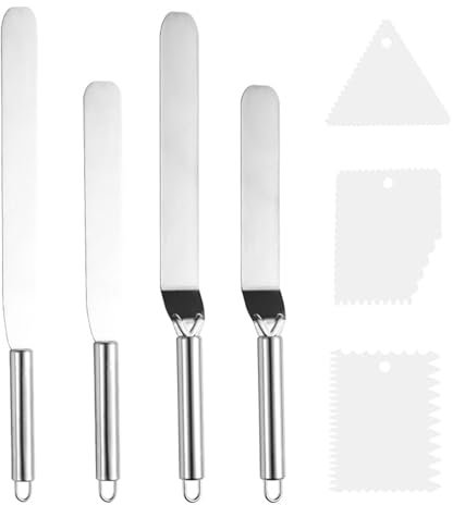 JDCMEI 7 Pièces Spatules Coudées en Acier Inoxydable pour Pâtisserie, Glaçage de Gâteaux, Cupcakes et Décoration