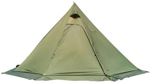 Eisfischerzelt 10,5' x 5,2' Campingzelt mit Herdanschluss, Outdoor-Tipi-Zelt für Familien, Camping, Rucksackreisen, Wandern Tunnelzelte(Army Green)