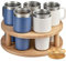 LOYUDEQIU Water Bottle Organizer for Stanley Cups - Rotatable 6-Slot Wooden Storage Rack for 20 to 40 oz Tumblers, Compatible with Stanley,Yeti, Owala & More, Space-Saving Kitchen Cabinet Organizer