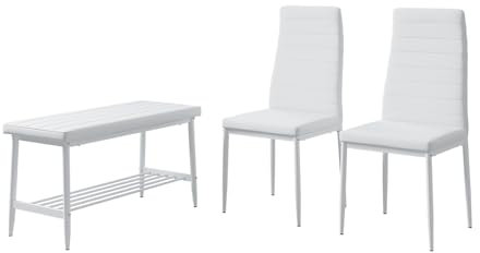Vicco Sitzbank und Stuhl Grand, Bank und Stuhl, Weiß, 85 x 46.5 cm 3-teiliges Set