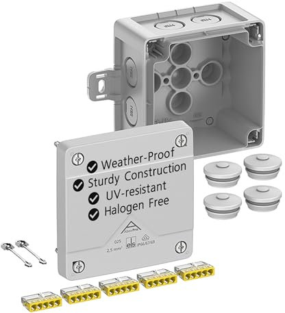 Spelsberg Abox Pro 025 AB-2,5² - IP66/IP67/IP69 Junction Box w/Cable Connectors Accessories - Electrical Enclosure w/External Fastening, Screwless Terminals - Rated 450V Industrial & Outdoor (Grey)