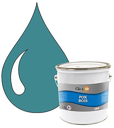 POK Peinture extérieure bois - Résistante aux intempéries BOIS - 2,5L - RAL 5018 Bleu turquoise