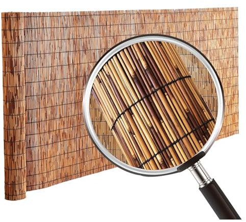 Natürliches Schilfrohr, Bambus-Rollo, Sichtschutzzaun, 7,5 cm hoch, handgewebt, Sonnenschutz, wasserdicht, für Hinterhof, Terrasse, Garten, Restaurant, Hof (1,4 x 4 m)