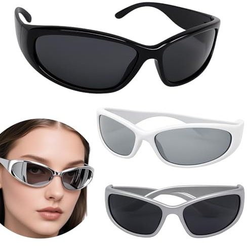 Vidsmow 3 PCS Futuristische Sonnenbrille, Space Brille und Alien Brille Set für Partys, Cosplay und Halloween, Modische Funbrille für Erwachsene und Kinder (15,3 x 14,5 x 4,2 cm)