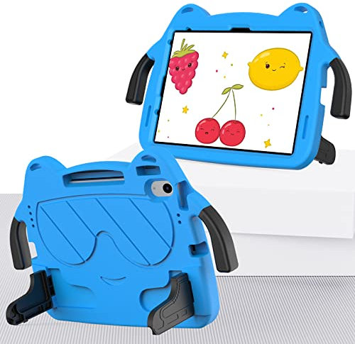 Funda para niños compatible con iPad (A16) de 11ª 2025/10ª generación 2022, ligera EVA + PC, apta para niños, a prueba de golpes, con asa y correa para el hombro (azul)