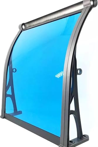 Klare Markise für die Haustür, Polycarbonat-Hohlblech, Markisendach aus Aluminiumlegierung für Fenster zum Schutz von Veranda/Terrasse/Deck/Keller vor UV-Strahlung/Regen/Schnee, B120xL400cm