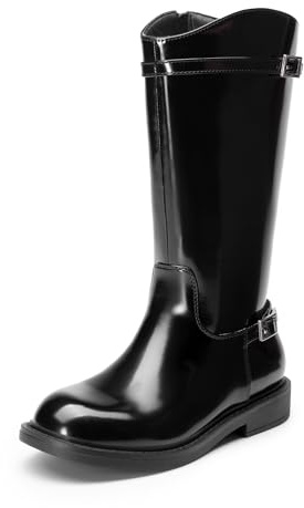 DREAM PAIRS Girls Knee High Riding Boots | Classic Round Toe Room, Buckle Accents Style, Lightweight All-Day, Grippy Safe Steps