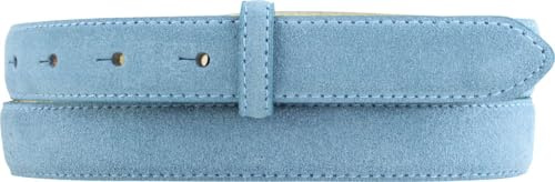 BELTINGER Gürtel aus Veloursleder ohne Schnalle 2,5 cm | Velour-Ledergürtel für Damen Herren 25mm | Wildleder-Gürtel | Jeansblau 90cm
