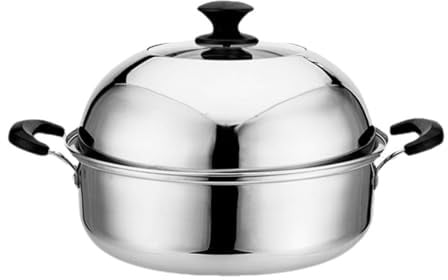 Nikou Single Fire Stove 304 Edelstahl Speisenwärmer Herd, Camping Hot Pot mit Deckel, individuelle Kochpfanne für Familienschlafsaal, einfache Reinigung, 30 cm