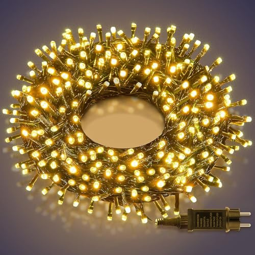 80m 800LED Lichterkette Außen Innen，LED Lichterkette Strombetrieben mit Stecker，8 Modi，IP44 Wasserdicht，Weihnachtsbeleuchtung，Halloween Lichterkette für Garten Hochzeit Party，Warmweiß[Energieklasse E]