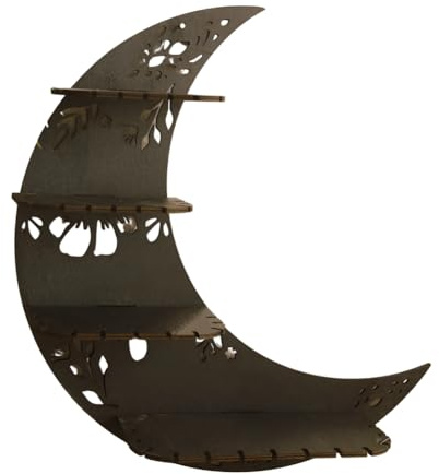 Osmond Wooden Moon Stand, Crystal Stand Display Wall Storage Rack Collection Box Wall Mounted A