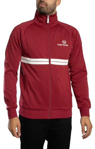 Sergio Tacchini Men's New Dallas Track Jacket, Rhubarb/Gardenia/Aruba Blue, M