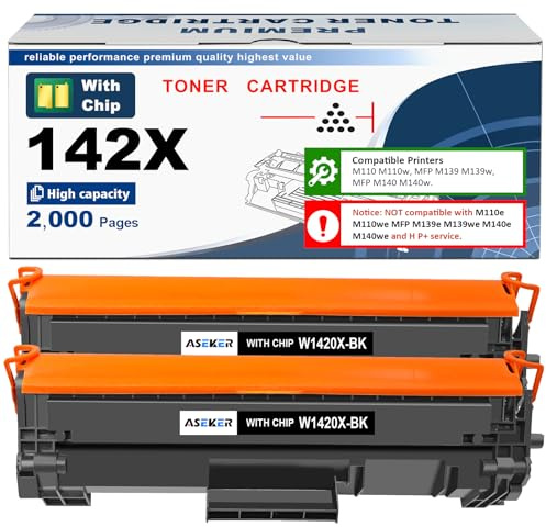 142X W1420X Tonerkartusche mit Chip Kompatibel für HP 142A W1420A für HP LaserJet M110 M110w MFP M139 M139w M140 M140w Drucker ( 2 Schwarze )