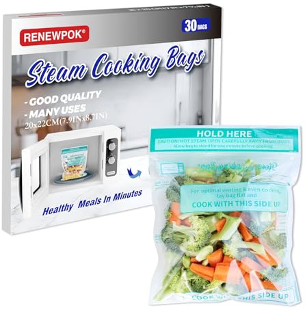 30×Microwave Steam Bags | Cooking Steamer Bags for Vegetables,Potatoes and Meat (L-20×22cm)