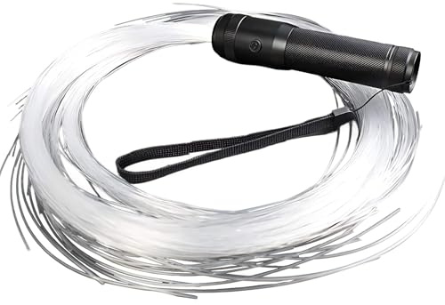 Funabridge Fouet lumineux LED à fibre optique, 36 modes, 7 couleurs, poignée métallique, rotation à 360°, rechargeable pour boîtes de nuit et fêtes