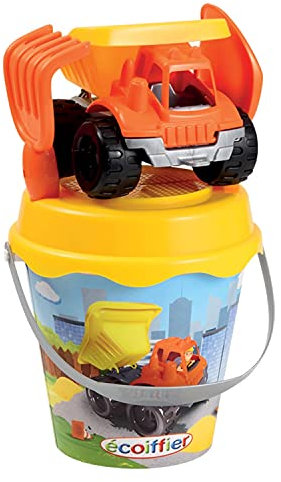 Jouets Ecoiffier - 736 - Seau garni décor Camion 17 cm - Jeu de plage pour enfants - Dès 18 mois - Fabriqué en France