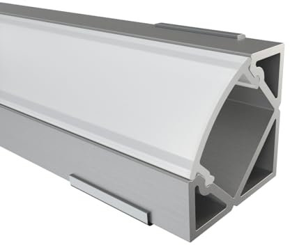 Alumino | LED Aluminiumprofil Eloxiert | 150 cm | inkl Zubehör | Eckprofil | Opale Abdeckung | für 12 mm LED-Streifen | 1,5m | Mosel