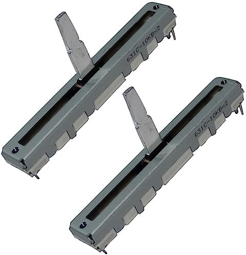AERZETIX: 2x Potentiometer Schieber 3/4mm linear Stereo 10 kOhm ± 20% 125mW THT 60x8x7mm Grau