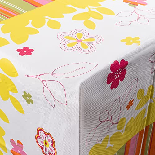 Jazooli Large Tablecloth, Wipe Clean PVC Vinyl, Waterproof & Heat Resistant, Dining Kitchen Table Cover Protector Sheet Washable Wipeable, 140cm x 240cm, Flowers
