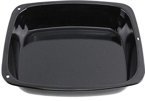 Spares2go Antihaftbeschichteter Glas-Emaille-Bräter (37 cm x 32 cm x 6 cm), Schwarz, Rechteckig