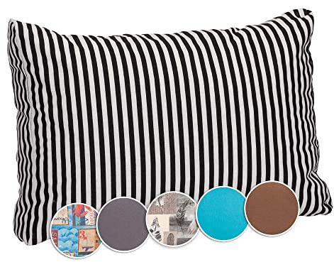 Beo Skandinavischer Streifen Lounge Rückenkissen für Rattan Gartenmöbel 60 x 40 cm Weiss blau