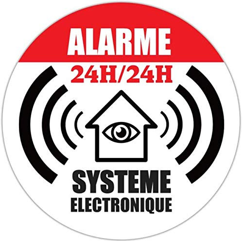 4x autocollant Ø65mm de dissuasion maison sous alarme stickers