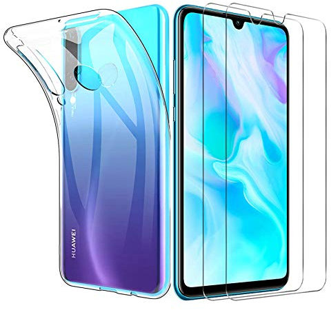 Huawei P30 Lite Hülle + Panzerglas Set, [1 Hülle + 2 Panzerglas] Schutzhülle Handyhülle [Ultra Dünn] Schutzfolie Folie Glas 9H Panzerglasfolie TPU Silikon Case Cover für Huawei P30 Lite