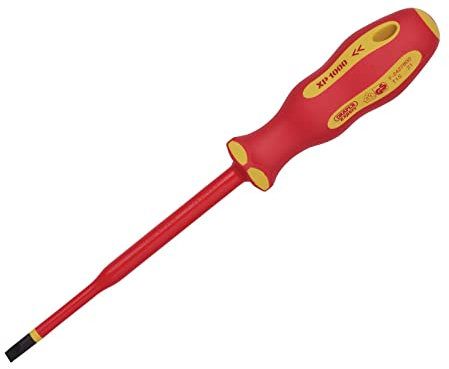 Draper 02161 XP1000 VDE Slimline Plain Slot Screwdriver, 5.5 x 125mm,Red and Yellow