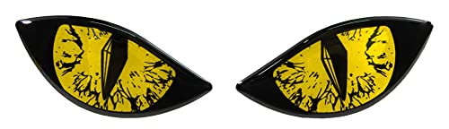 BIKE-label 910066-VA - Adesivo 3D a forma di occhi malvagi per auto, moto, o casco, pellicola catarifrangente, colore: giallo