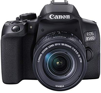 Cámara réflex digital EOS 850D APS-C Canon con objetivo EF-S 18-55mm F4-5.6 IS STM | 24,1 megapíxeles, disparos en serie de 7 fps, vídeo 4K, Dual Pixel CMOS AF y Wi-Fi y Bluetooth